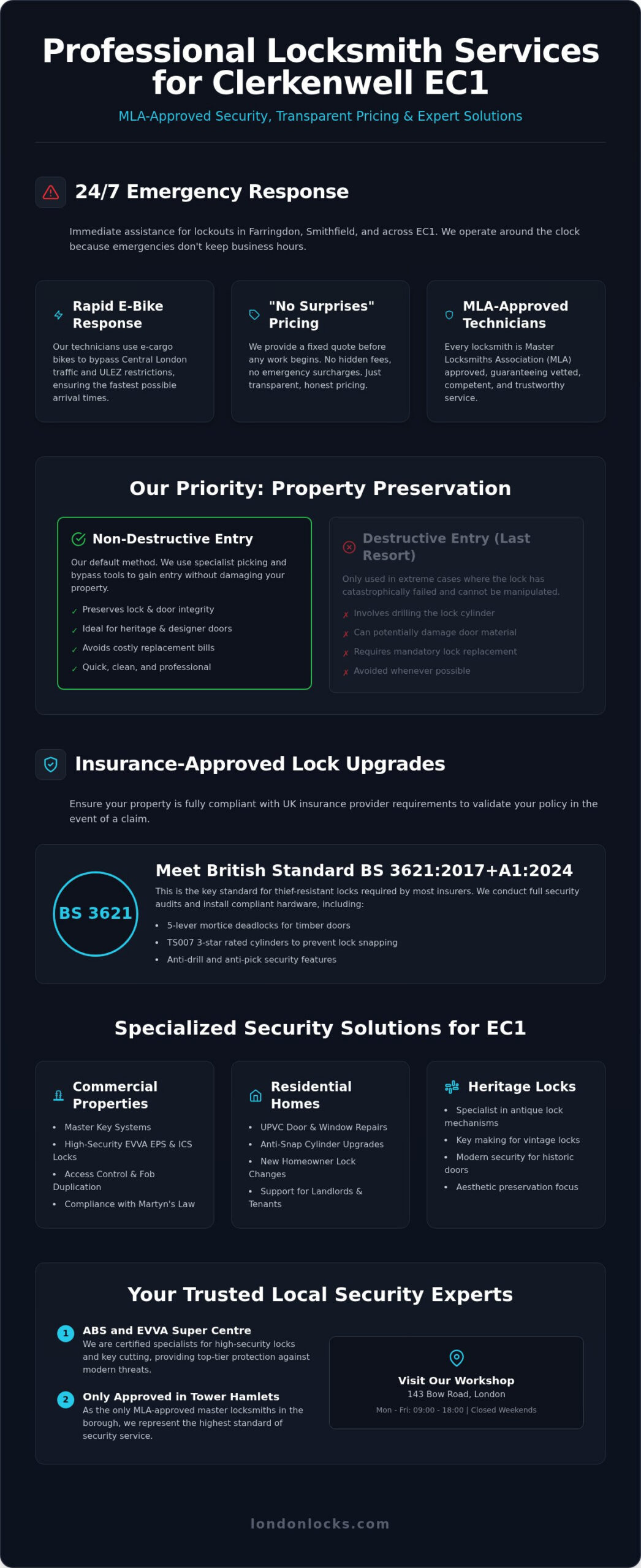 Clerkenwell Locksmith: MLA-Approved 24/7 Security Services in EC1