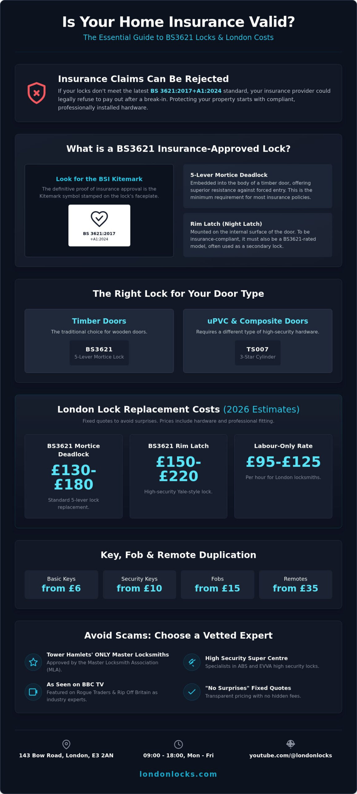 BS3621 Lock Replacement Cost: 2026 London Price & Compliance Guide